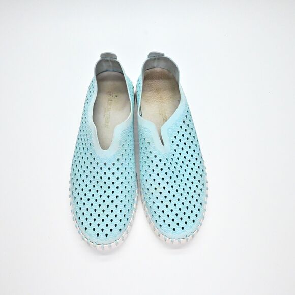 ISLE JACOBSEN Sneakers Womens Size 37 Blue Perforated‎ Tulip Slip On Boat Beach - Picture 5 of 9